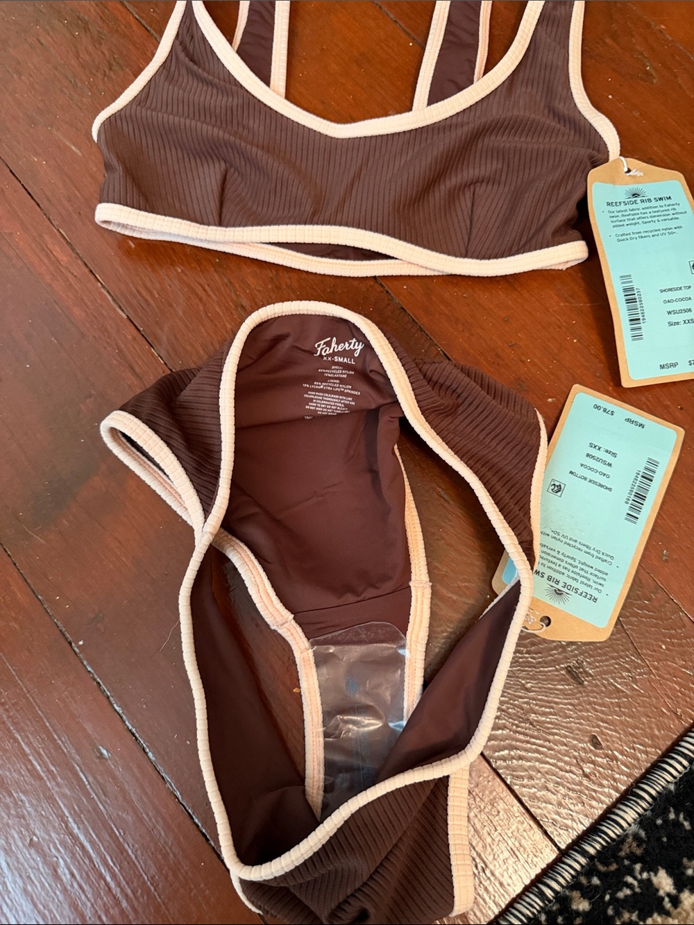 Faherty Brown Ribbed Bikini Set NWT - Picture 3 of 4
